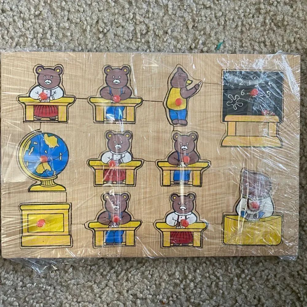 Vintage Teddy Bear Wood Puzzle